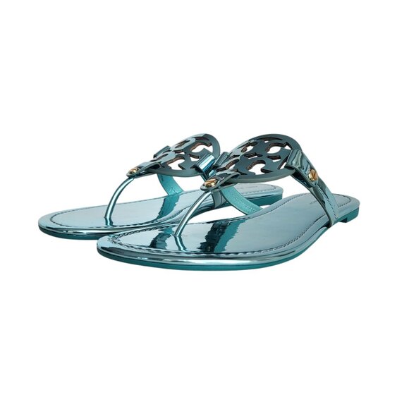 Tory Burch Miller Metallic Sandals in Teal Women's Size 8, 10, 11 - Picture 7 of 11
